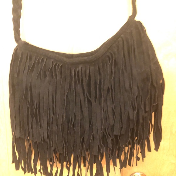 SCOOP NYC Suede Fringed Bag W/ Braided Strap - Picture 2 of 4